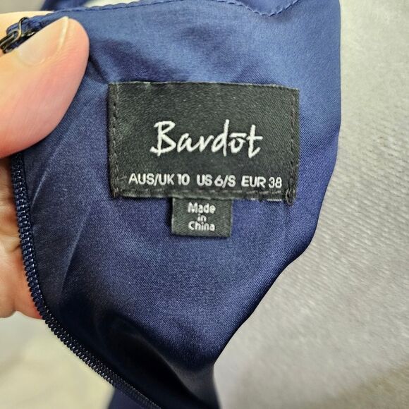 Bardot Navy Blue Cold Shoulder Jessie Dress Size 6 - Picture 9 of 11